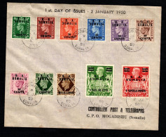 1950 B.  A. SOMALIA OCCUP. BRIT. BUSTA FDC SERIE COMPLETA - Somalie