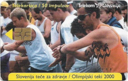 Slovenia - Telekom Slovenije - Sports, Slovenija Teče Za Zdravje, ISDN, Gem5 Red, 07.2000, 50Units, 5.000ex, Used - Eslovenia