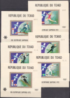 Tchad 1972, Olympic Games In Sapporo, Skiing, Skating, Ice Hockey, Satellite, 6BF IMPERFORATED - Eiskunstlauf