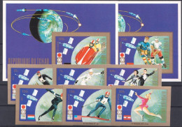 Tchad 1972, Olympic Games In Sapporo, Skiing, Skating, Ice Hockey, Satellite, 6val +2BF IMPERFORATED - Kunstschaatsen