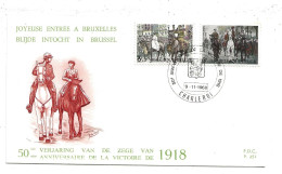 Premier Jour FDC Joyeuse Entrée A Bruxelle Obliteration Charleroi 1968 - Omslagen
