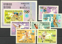 Tchad 1972, Olympic Games In Munich, Grass Hockey, Football, Volleyball, Skating, Handball, Basketball, 6val +BF IMPERF - Pallamano