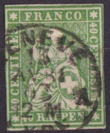 Strubel 26G, 40 Rp.grün  GENEVE      1863 - Oblitérés