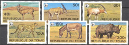 Tchad 1979, WWF, Rhino, Antilope, Gazella, Leopard, 6val - Rinocerontes