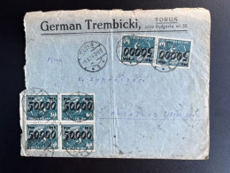 POLAND POLSKA 1924 LETTER (DAMAGED) TORUN THORN TO PODJUCY PODEJUCH 09-03-1924 POLEN - Storia Postale