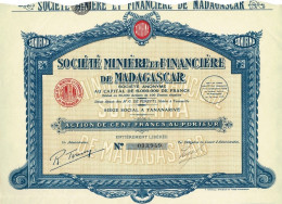 -Titre De 1929 - Société Minière Et Financière De Madagascar - Société Anonyme  - - Afrique