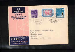 Japan 1957 BOAC Jet-Prop Airliner First Flight Tokyo - Hong Kong - Brieven En Documenten