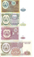 TADJIKISTAN 100-200-500-1000 ROUBLES 1994 UNC P 6-7-8-9 ( 4 Billets ) - Tagikistan