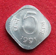 India 5 Paise 1991 C KM# 23a *V1T Calcutta Mint  Inde Indien Indies - Inde