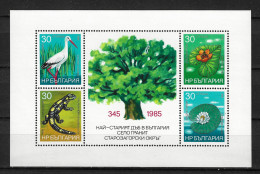 Bulgaria 1986 MiNr. (Block 167A) Bulgarien Birds White Stork (Ciconia Ciconia), Amphibian, Flowers S/sh MNH** 4.00 € - Storchenvögel