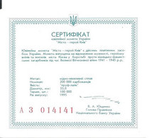 UKRAINE CERTIFICATE OF AUTHENTICITY  UNC - Oekraïne