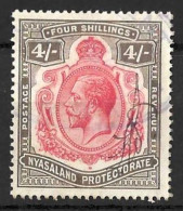 NYASALAND..KING GEORGE V..(1910-36..)...." 1913.."...KEY PLATE.....FISCAL......4/-........SG95.........USED. - Nyassaland (1907-1953)