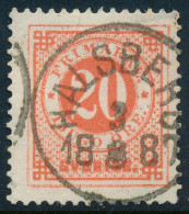 Sweden Suède Sverige 1886: Facit 46, 20ö Red Ringtyp PH, F Used, HALSBERG Cancel (DCSV00433) - 1872-1891 Ringtyp