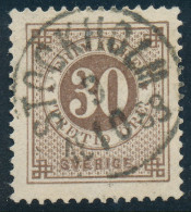 Sweden Suède Sverige: Facit 47, 30ö Brown Ringtyp Posthorn, VF Used LYX STOCKHOLM Cancel (DCSV00435) - 1872-1891 Ringtyp