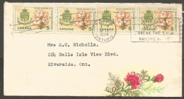 1964 Cover 4x5c Quebec Garden Lily Flower Slogan Windsor Illustrated Envelope - Postgeschichte