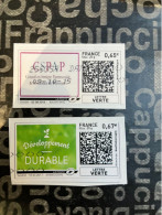 (STAMPS 18-1-2024) FRANCE - Postage Label (2 Postage Labels As Seen On Scan) Eco Pli Or Lettre Verte  Etc - Sellos Imprimibles (Montimbrenligne)