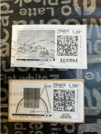 (STAMPS 18-1-2024) FRANCE - Postage Label (2 Postage Labels As Seen On Scan) Eco Pli Or Lettre Verte  Etc (cycle) - Printable Stamps (Montimbrenligne)