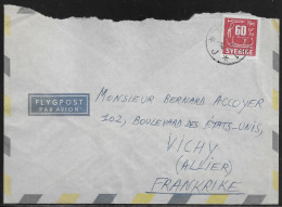 Sweden. Air Mail Letter, Sent To France - Briefe U. Dokumente