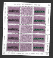 Switzerland 1982 Gotthard Railway Centenary Sheet Of 5 Gutter Pairs With Label MNH - Nuevos