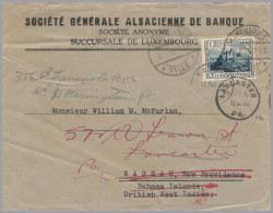 LUXEMBOURG - BAHAMAS 1926 Blue 1Fr Vianden - Sole UPU Use - Forwarded To USA - Scarce Rate - 1907-24 Ecusson