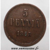 FINLANDE - KM 4.1 - 5 PENNIA 1865 - ALEXANDRE II - TTB - Finlande