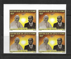 COTE D'IVOIRE 1980  VISITE DU PAPE BLOC DE 4 NON DENTELE   YVERT N°538 NEUF MNH** - Papes