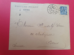 Mouchon 25ct Seul Sur Enveloppe Commerciale De Reims Pour La Suisse En 1904 - J 359 - 1877-1920: Période Semi Moderne
