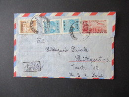Jugoslawien 1950 Luftpost GA / Umschlag Mit 3x Zustzfrankaturen Marken Mit Aufdruck FNR / Einschreiben Nach Stuttgart - Lettres & Documents