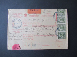 Jugoslawien SHS 1921 Paketkarte Serbie Mit Marken überklebt Stempel Kraljevo Und Kragujevac - Storia Postale