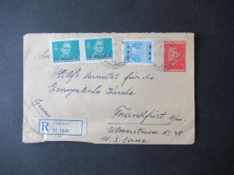 Jugoslawien 1951 GA Umschlag Mit 3x Zustzfrankaturen Marken Mit Aufdruck FNR / Einschreiben Pancevo - Storia Postale