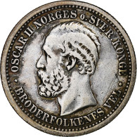 Norvège, Oscar II, Krone, 1877, Argent, TB+, KM:357 - Norvège