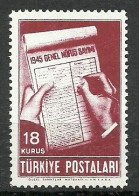 Turkey; 1945 The Census 18 K. - Nuevos