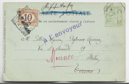 MONACO 5C VERT SEUL CARTE MONTE CARLO 1903 TO ITALIA 10C TORINO  + A ENVOYEUR - Briefe U. Dokumente