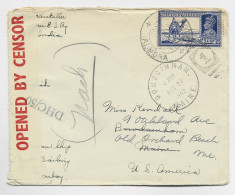 INDIA 3AS SOLO LETTRE COVER ALMORA 1942 TO USA CENSOR DHC/50 - 1936-47 Koning George VI