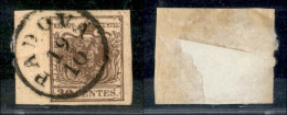 Antichi Stati Italiani - Lombardo Veneto - 1850 - 30 Cent (7) - Usato A Padova - Con Filigrana - Bordo Foglio (9 Mm.) A  - Other & Unclassified