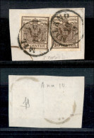 Antichi Stati Italiani - Lombardo Veneto - 1850 - Due 30 Cent (7) Su Frammento - Bella Falla Di Stampa Sul Pezzo Di Sini - Autres & Non Classés