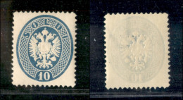 Antichi Stati Italiani - Lombardo Veneto - Levante Austriaco - 1894 - Ristampe - 10 Soldi Azzurro (R20) Con Grande Filig - Sonstige & Ohne Zuordnung