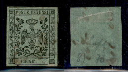 Antichi Stati Italiani - Modena - 1852 - 5 Cent (8i) Senza Cifra 5 - Usato Con Tratti Di Penna - Assottigliato In Basso  - Autres & Non Classés
