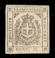 Antichi Stati Italiani - Modena - 1859 - 15 Cent (13) Gomma Originale - Senza Filetto Sotto Il Valore - Punto Chiaro - D - Andere & Zonder Classificatie