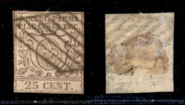 Antichi Stati Italiani - Parma - 1857 - 25 Cent (10) Usato - Ritagliato Nel Disegno (500) - Andere & Zonder Classificatie