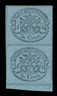 Antichi Stati Italiani - Stato Pontificio - 1870 - Non Ultimati - 5 Cent (32) - Coppia Verticale Bordo Foglio - Senza Go - Other & Unclassified
