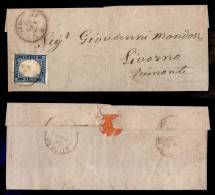 Antichi Stati Italiani - Sardegna - 20 Cent (15Ca) Su Letterina Da Vercelli A Livorno Del 18.1.60 - Other & Unclassified