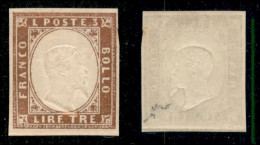 Antichi Stati Italiani - Sardegna - 1861 - 3 Lire (18) - Gomma Originale - Chiavarello - Altri & Non Classificati