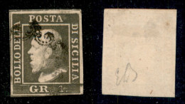 Antichi Stati Italiani - Sicilia - 1859 - 1 Grano (5c - Oliva Scuro) Usato - Diena (550) - Sonstige & Ohne Zuordnung