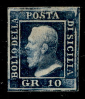 Antichi Stati Italiani - Sicilia - 1859 - 10 Grana (12b - Indaco) - Senza Gomma (450) - Sonstige & Ohne Zuordnung