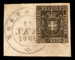 Antichi Stati Italiani - Toscana - Montopoli (P.ti 12) - 10 Cent (19) Usato Il 13.9.60 Su Frammento - Other & Unclassified