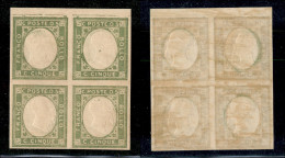 Regno - Vittorio Emanuele II - 1861 - Non Emessi - 5 Cent (1) - Quartina Bordo Di Foglio - Gomma Integra (giallastra) -  - Autres & Non Classés