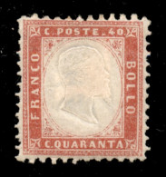 Regno - Vittorio Emanuele II - 1862 - 40 Cent Rosa (3d) - Nuovo Con Gomma (280) - Sonstige & Ohne Zuordnung