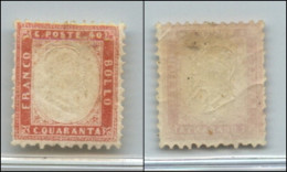 Regno - Vittorio Emanuele II - 1862 - 40 Cent Rosa (3d) Doppia Effige - Senza Gomma (350) - Andere & Zonder Classificatie