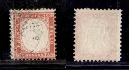 Regno - Vittorio Emanuele II - 1862 - 40 Cent Rosa (3d) - Annullo Postumo - Andere & Zonder Classificatie